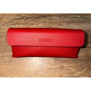 New Guess  Faux Leather Red Carrying Case For Eyeglasses/Glasses Frame/Eyewear